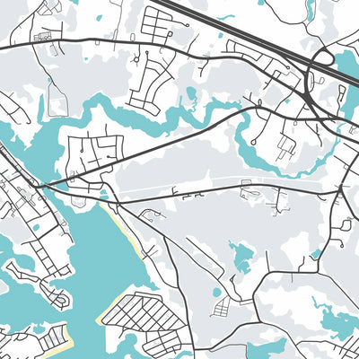 Modern City Map of Wareham, MA: Agawam River, Buttermilk Bay, Great Neck, Little Neck, Long Beach