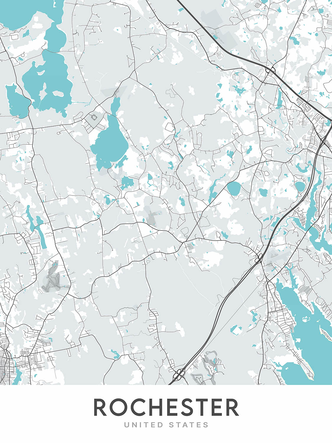 Modern City Map of Rochester, MA: Rochester Town Hall, Rochester Memor ...