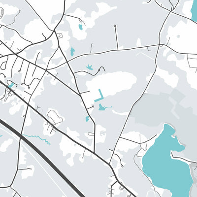 Modern City Map of Middleborough, MA: Middleborough Center, Lake Assawompset, Interstate 495, Nemasket River, Assawompset Pond