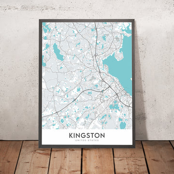 Plan de la ville moderne de Kingston, MA : Kingston Collection, Silver Lake, Jones River, MA-3A, US-44