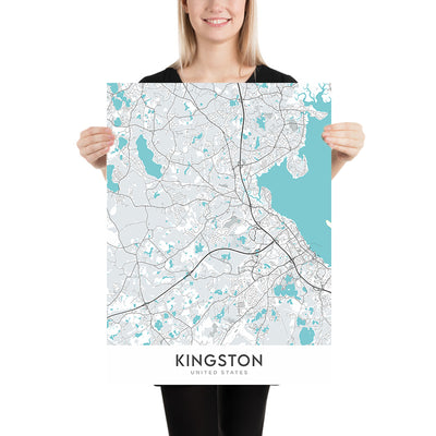 Modern City Map of Kingston, MA: Kingston Collection, Silver Lake, Jones River, MA-3A, US-44