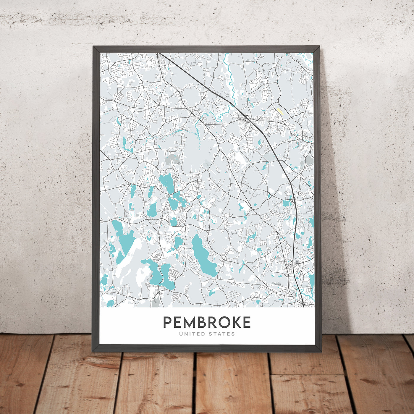 Modern City Map of Pembroke, MA: Pembroke Center, Bryantville, North Pembroke, West Pembroke, Pembroke Pines