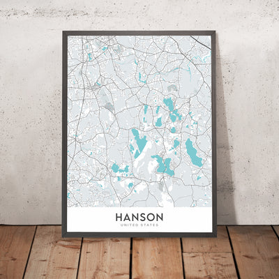 Modern City Map of Hanson, MA: Hanson Center, Indian Head River, Lake Wampatuck, MA-27, MA-58