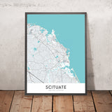Moderne Stadtkarte von Scituate, MA: Scituate Harbor, Third Cliff, Egypt Beach, Lawson Tower, First Parish Church 