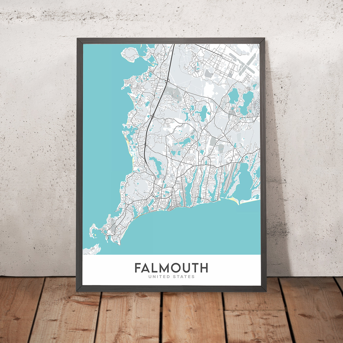 Modern City Map of Falmouth, MA: Falmouth Harbor, Nobska Point, Oceanographic Institution, Marine Laboratory, Falmouth Heights