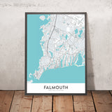Moderne Stadtkarte von Falmouth, MA: Falmouth Harbor, Nobska Point, Ozeanographisches Institut, Meereslabor, Falmouth Heights 
