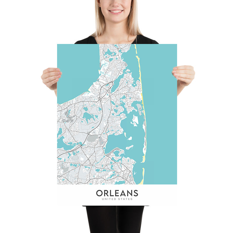 Modern City Map of Orleans, MA: Nauset Beach, Skaket Beach, Rock Harbor, Pleasant Bay, Cape Cod National Seashore