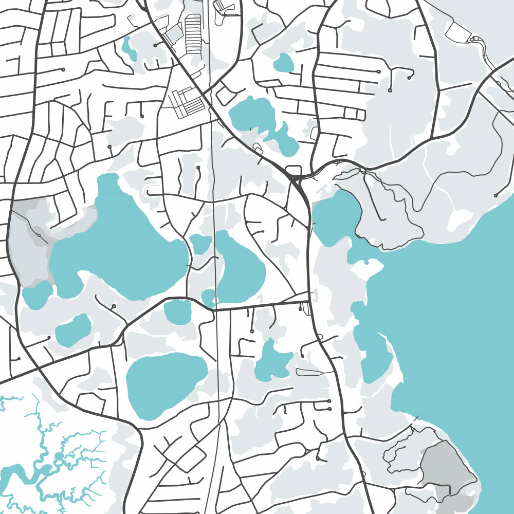 Modern City Map of Eastham, MA: Nauset Light Beach, Coast Guard Beach, First Encounter Beach, Fort Hill, Rock Harbor
