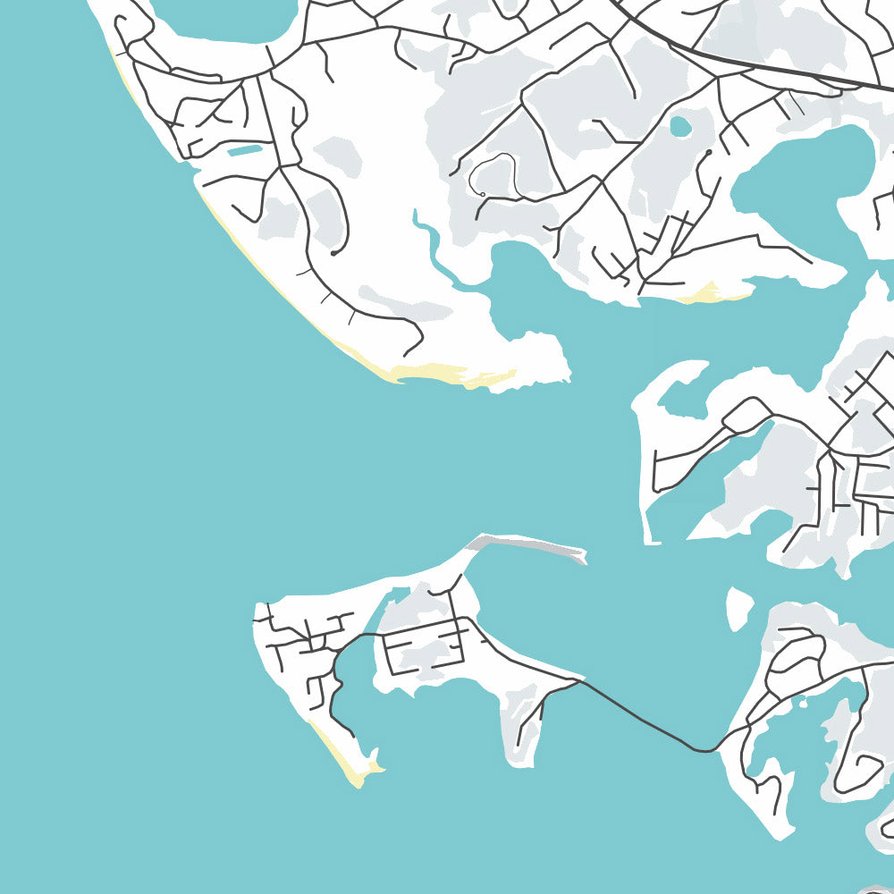 Modern City Map of Wellfleet, Massachusetts: Wellfleet Harbor, Duck Harbor, Chequessett Neck, Billingsgate Island, Indian Neck