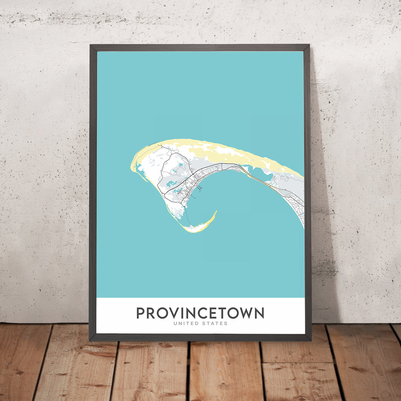 Modern City Map of Provincetown, MA: Pilgrim Monument, Race Point Beach, Herring Cove Beach, Long Point Lighthouse, Route 6