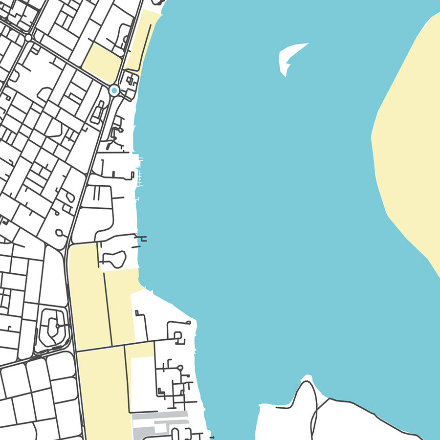 Modern City Map of Umm Al Quwain, UAE: Fort, Museum, Corniche, Sheikh Mohammed Bin Zayed Road, Emirates Road
