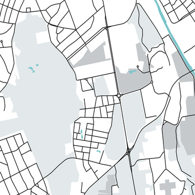 Modern City Map of Uppsala, Sweden: Castle, Cathedral, University, Parks, River