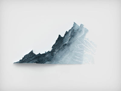 Carte topographique 3D en relief de la Virginie 