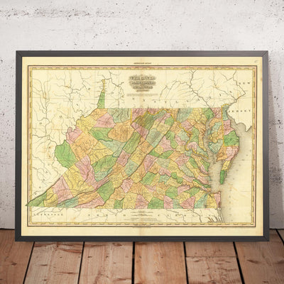 Alte Karte von Virginia, Delaware, Maryland und Washington D.C. von H. S. Tanner (1820): Mit Baltimore, Alexandria, Norfolk, Richmond, und Wilmington
