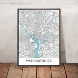 Modern City Map of Washington, DC: White House, Capitol Hill, National Mall, Georgetown, Dupont Circle