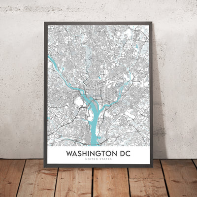 Moderner Stadtplan von Washington, DC: Weißes Haus, Capitol Hill, National Mall, Georgetown, Dupont Circle