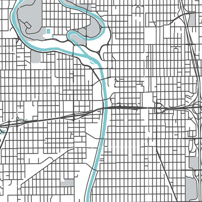 Plan de la ville moderne de Wichita, KS : College Hill, Delano, centre-ville, gardien des plaines, Wichita State University