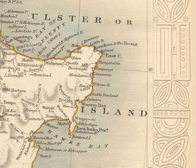 Alte Karte von Neuseeland im Jahr 1851 von Tallis und Rapkin - Auckland, Tauranga, Christchurch, Wellington, New Plymouth