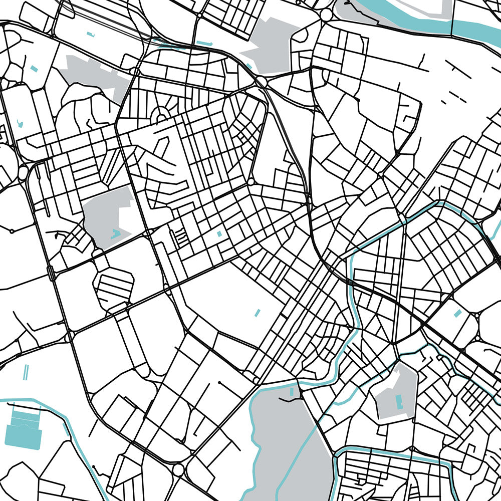 Plan de la ville moderne de Saragosse, Espagne : basilique, cathédrale, palais, rivière, université