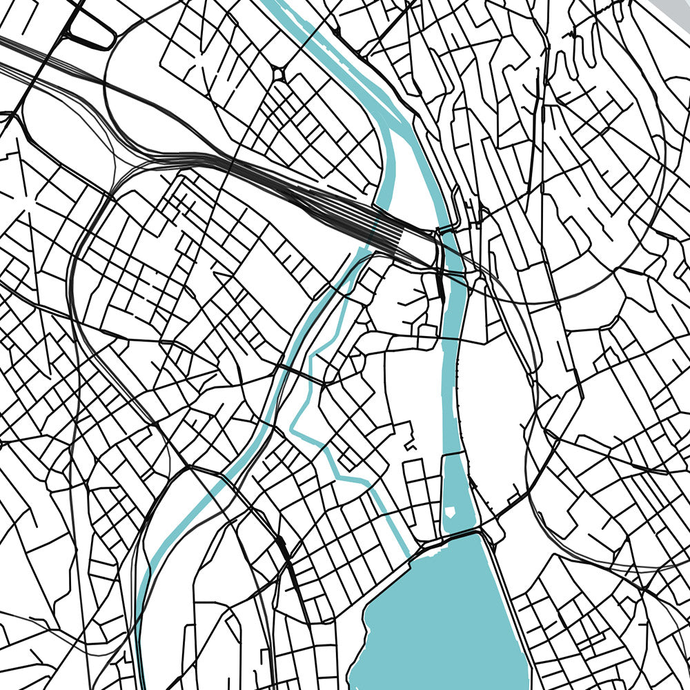 Plan de la ville moderne de Zurich, Suisse : Altstadt, Bahnhof Enge, ETH Zurich, Kunsthaus Zurich, Uetliberg