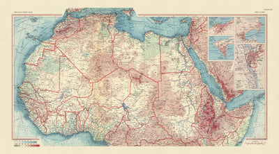 Old Map of North & West Africa, 1967: Morocco, Egypt, Sudan, Sahara, Senegal, Nigeria