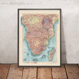 Alte Karte von Südafrika, 1967: Kongo, Sambia, Südafrika, Madagaskar, Viktoriasee 