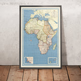 Grande vieille carte de l'Afrique, 1957 : frontières coloniales, projection de Mercator, géographie détaillée 