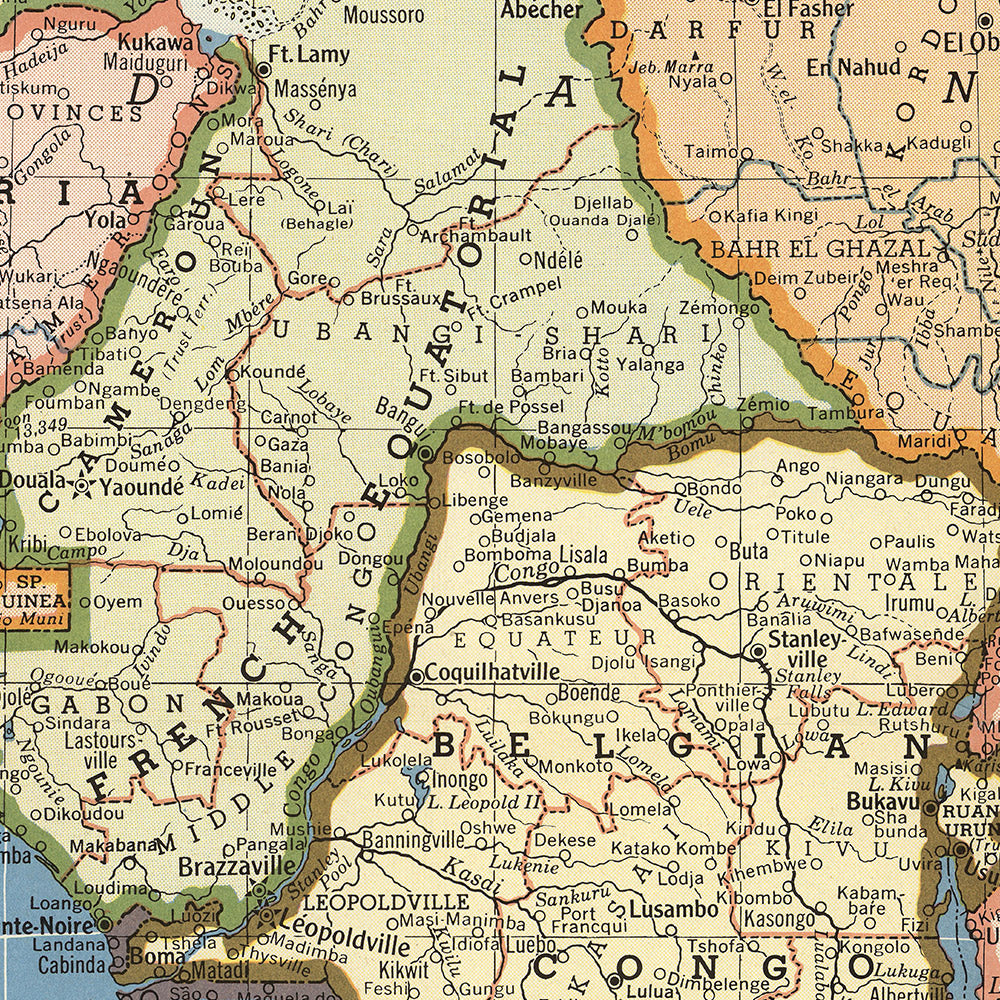 Large Old Map of Africa, 1957: Colonial Borders, Mercator Projection, Detailed Geography