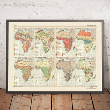 Alte Infografik-Karte von Afrika, 1967: Geografische Vielfalt, Mineralreichtum, Kartografie des Kalten Krieges 