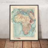 Alte physische Karte von Afrika, 1967: Berge, Ebenen, Seen, Momentaufnahme Afrikas während der Unabhängigkeitsära 