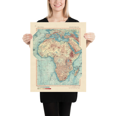 Alte Weltkarte – Afrika physisch vom polnischen Armee-Topografiedienst, 1967: Detaillierter physischer Stil, Momentaufnahme von Afrika während der Unabhängigkeitszeit, genaue kartografische Projektion