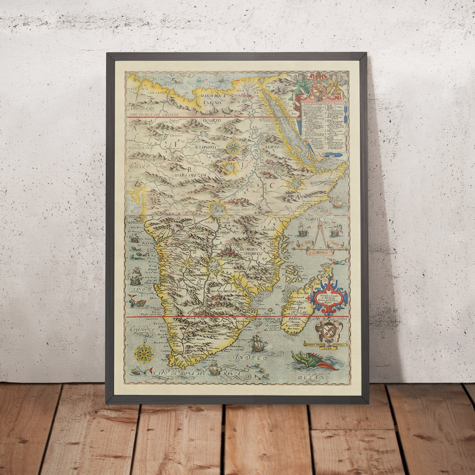 Rare Pigafetta Map of Africa 1598 - Africapigafettawolfe159824x18mockupframe 