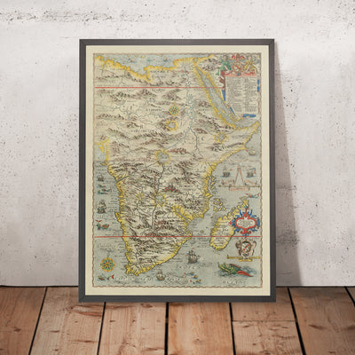Raro mapa Pigafetta de África, 1598: Mapa antiguo del Nilo, Sahara, Cabo de Buena Esperanza, Madagascar