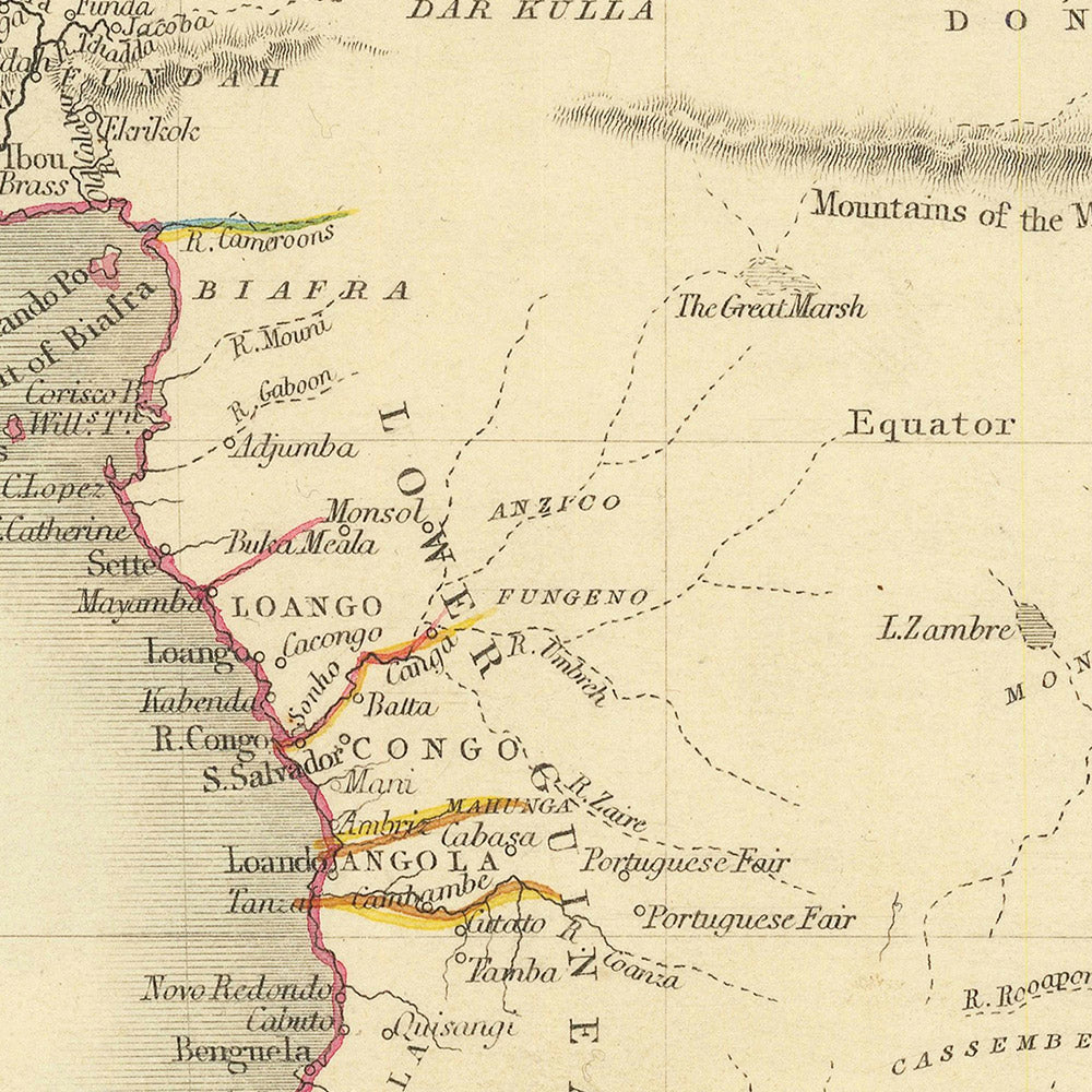 Historical Clearing Kin Kin Map Old World Map of Africa by Tallis & Rapkin, 1851: Decorative Illustrat ...
