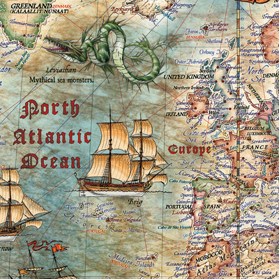 Old Pirate World Map by Ray&Co, 2025: Pirate Ships, Weapons, History