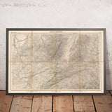 Ancienne carte des Alpes du Nord-Ouest par Mayr, 1874 : France, Suisse, Allemagne, Berne, Strasbourg 