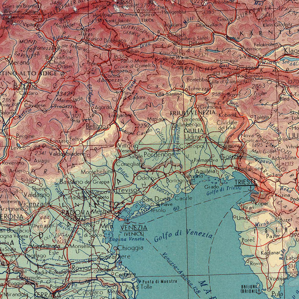 Alte Alpenkarte des polnischen Topographiedienstes der Armee, 1967: Westschweiz, detaillierte politische Grenzen, physische Merkmale, Alpengipfel, Täler.