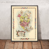 Old Pictorial Map of North & Central America by Liozu, 1951: Major Cities, Wildlife, USA, Caribbean