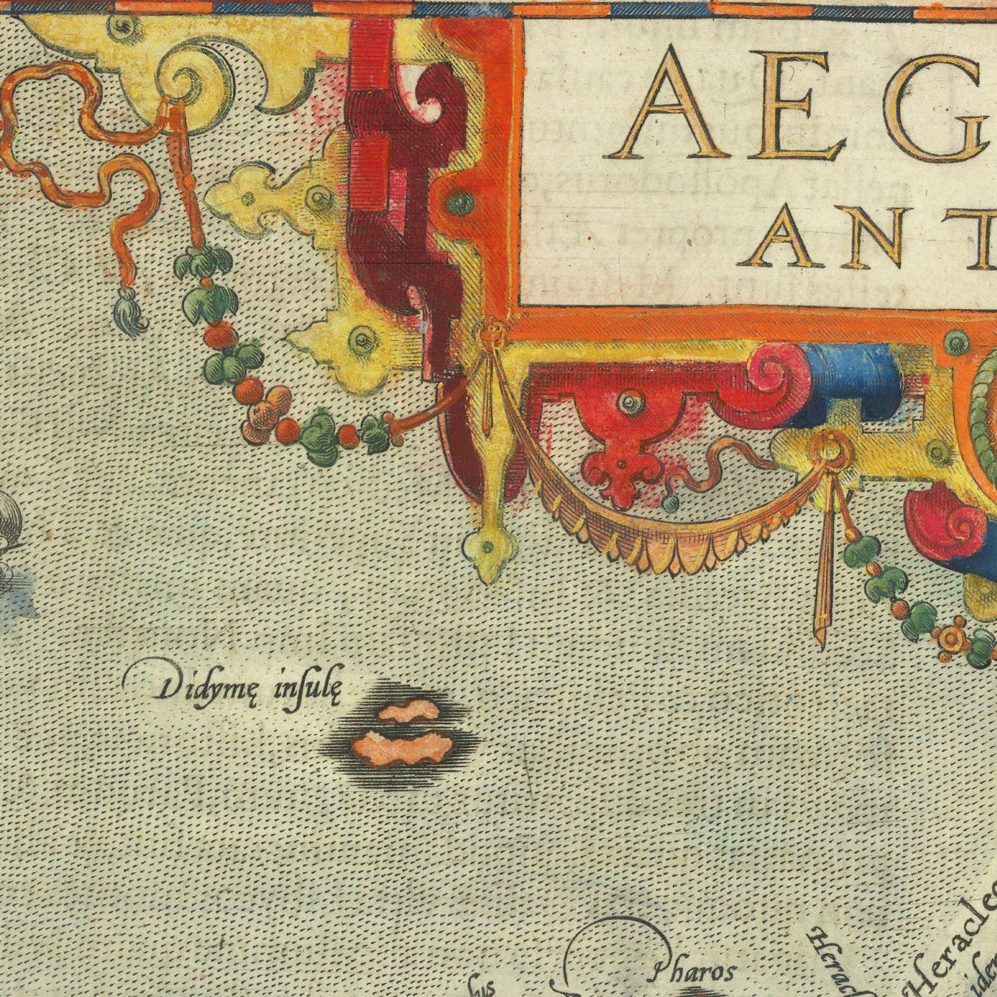 Ancienne carte de l'Égypte ancienne par Abraham Ortelius en 1584 - Nil, Alexandrie, Memphis, Babylone, les pyramides