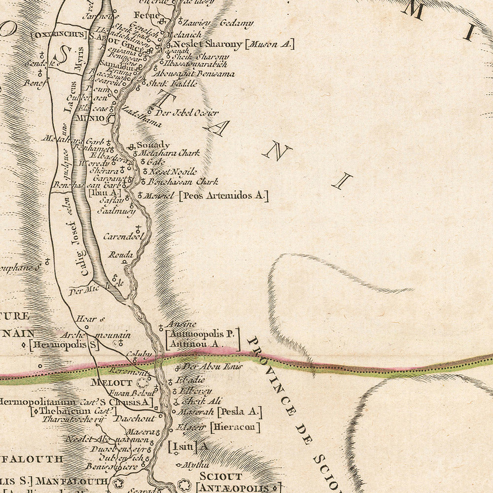 Old Map of Ancient Egypt by Delamarche, 1757: Nile, Pyramids, Sphinx ...