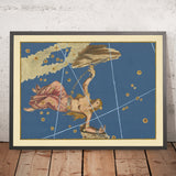 Antica mappa stellare di Andromeda di Johann Bayer, 1603 - Mappa delle costellazioni celesti 