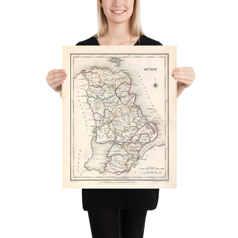 Old Map of County Antrim by Samuel Lewis, 1844: Belfast, Lisburn ...