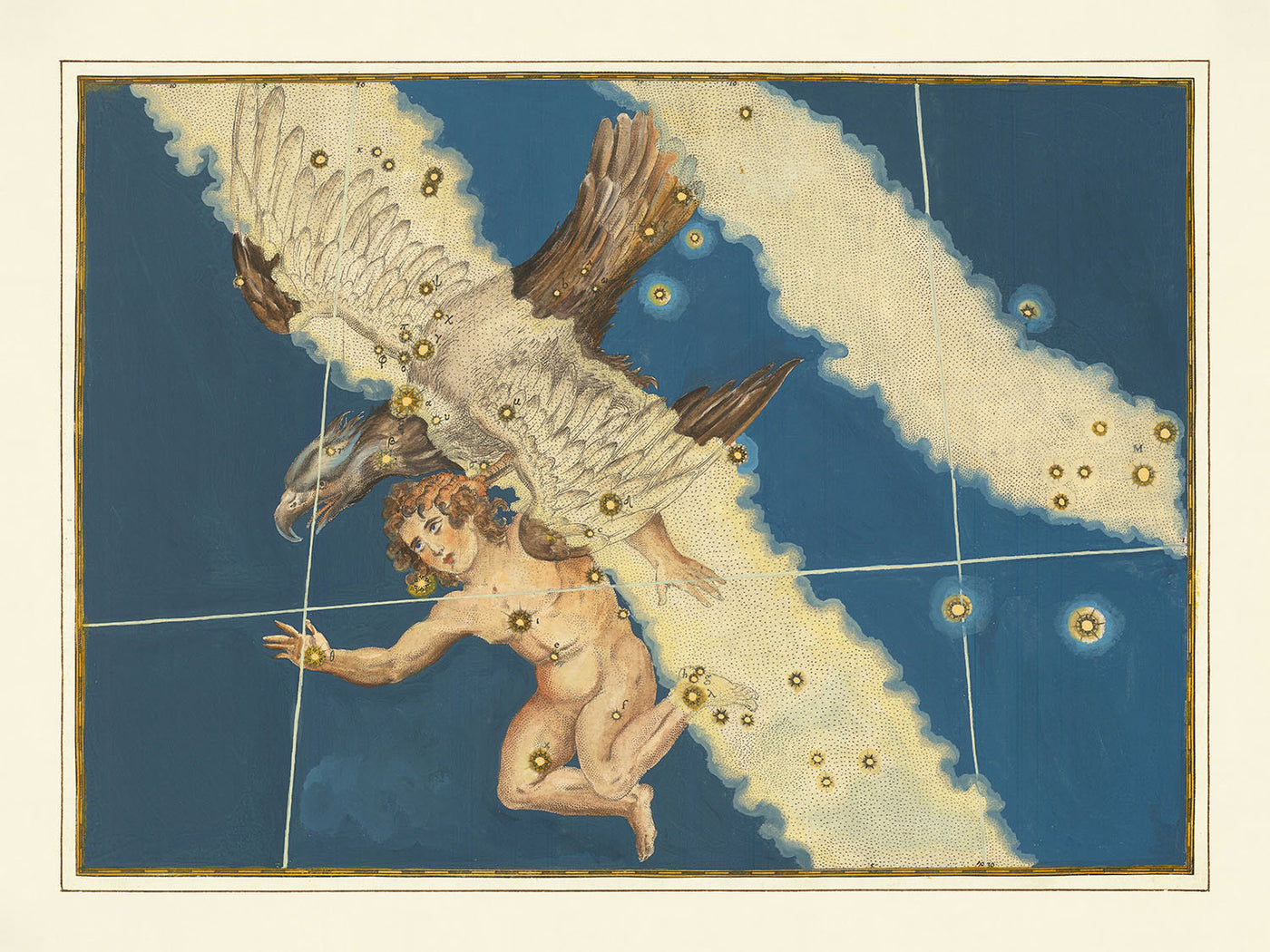 Alte Sternkarte des Adlers von Johann Bayer, 1603