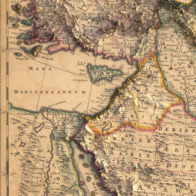 Old Map of Persia, Anatolia, Armenia, and Arabia by Visscher, 1690: Middle East, Amman, Tehran, Riyadh, King Salman Reserve