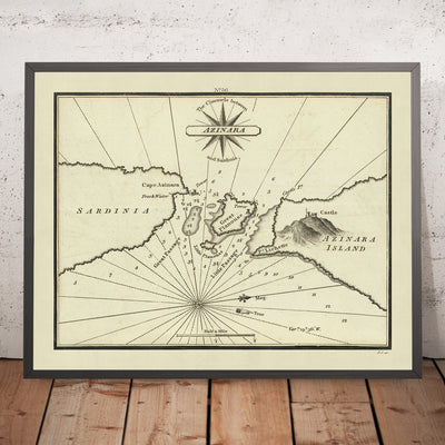 Old Channels between Asinara and Sardinia Nautical Chart by Heather, 1802: Cape Azinara, Castelsardo, Secca di Mezzo