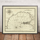 Old Port of Augusta, Sicily Nautical Chart by Heather, 1802: Soundings, Lighthouse