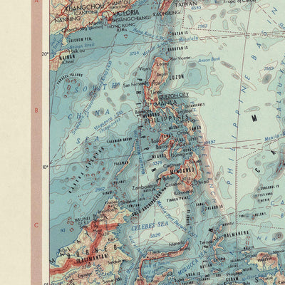 Alte Karte von Australien & Ozeanien, 1967: Neuseeland, Borneo, Polynesien, Mikronesien, Hawaii, Pazifische Inseln 
