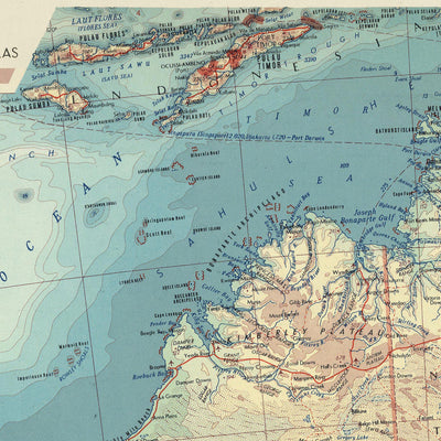 Alte Karte von Australien, 1967: Politisches & Physisches Atlas-Diagramm der Staaten & Territorien 