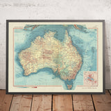 Mappa Antica dell'Australia, 1967: Atlante Politico & Fisico delle Statistiche & Territori 