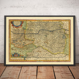 Old Map of Austria by Abraham Ortelius in 1594 - Vienna, Lake Neusiedl, Tulin, Bratislava, Wiener Neustadt